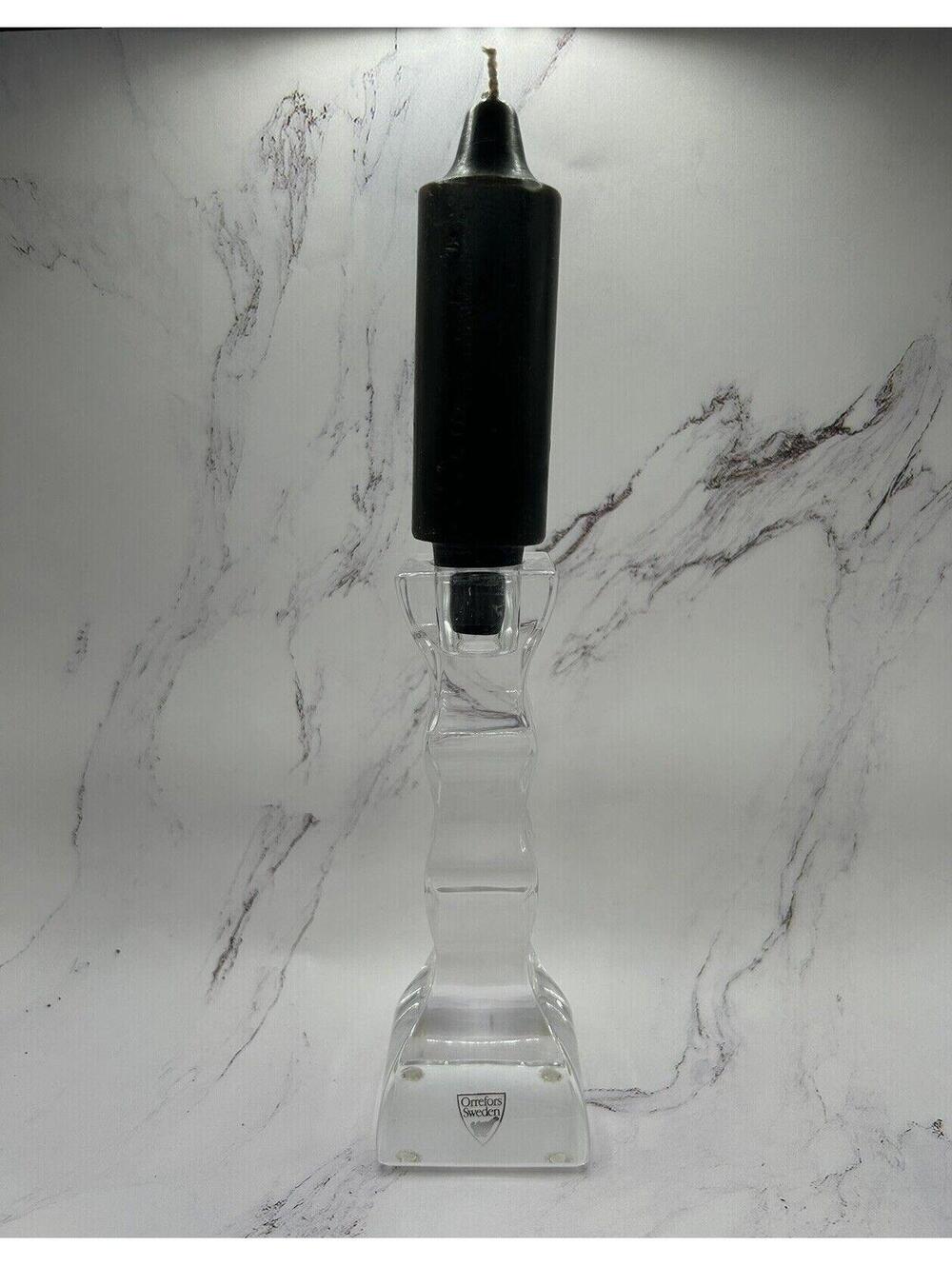 Orrefors Crystal Candle Holder and Black Candle Stick (1 Count)